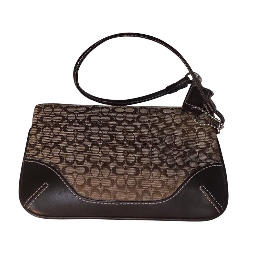 Vintage Coach Monogram Wristlet Pouch Bag Cosmetic Bag Wallet